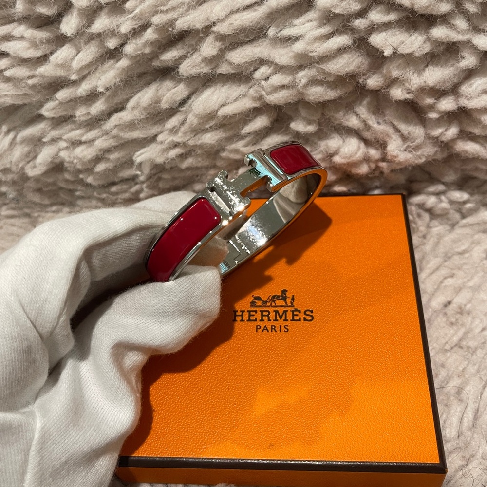 Hermes Red and Silver Women's Bracelet